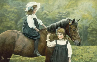 Two Little Girls on a Horse